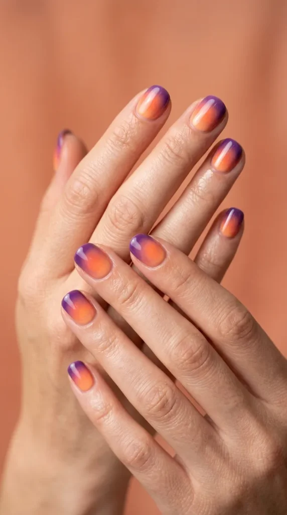 Sunset Aura Gradient Nails