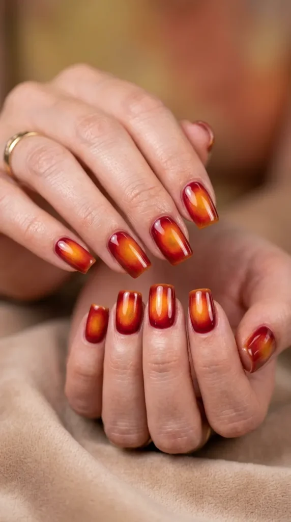 Sunset Aura Square Nails