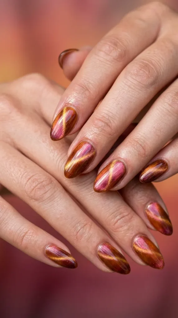 Sunset Cat Eye Nails