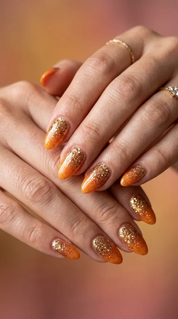 Sunset Glitter Fade Nails