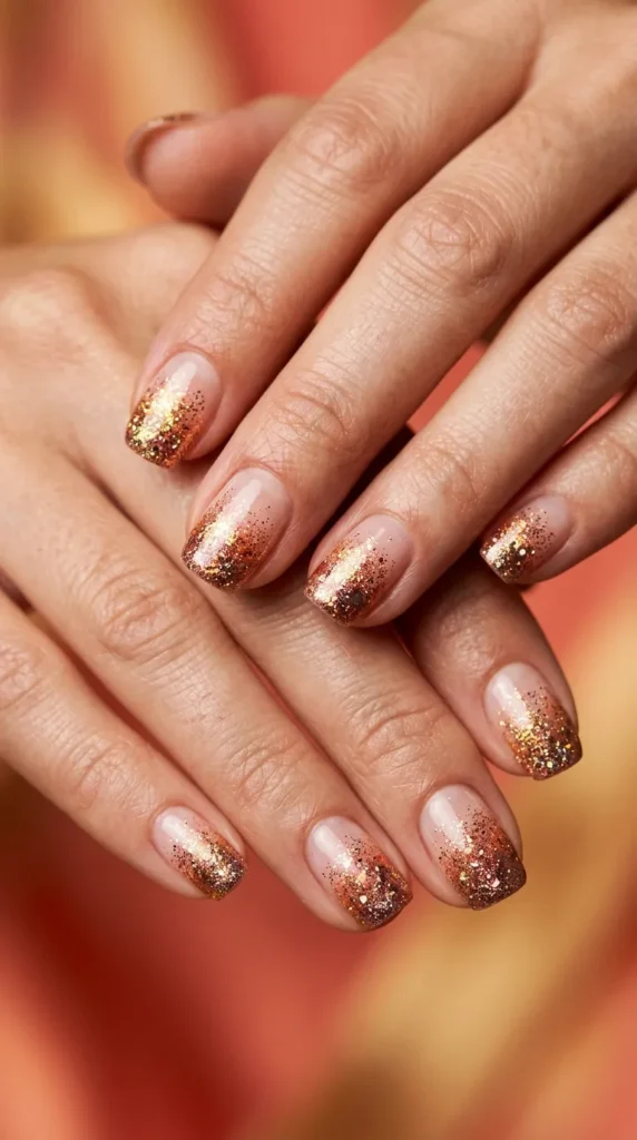 Sunset glitter tips