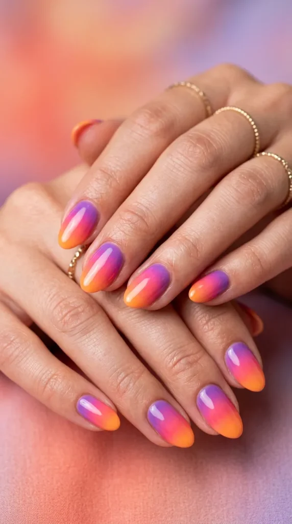Sunset ombré nails