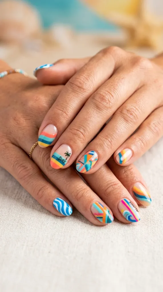 Surfboard Inspired Nail Art