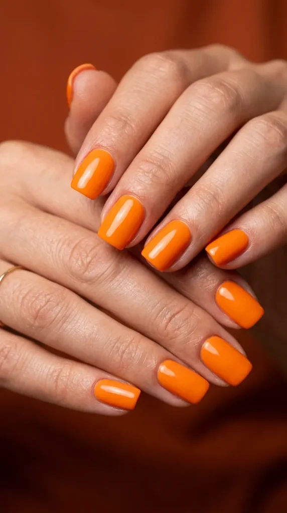 Tangerine Pop Square Nails