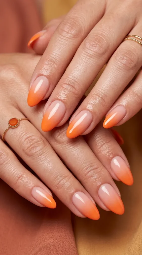 Tangerine to soft nude sunset fade