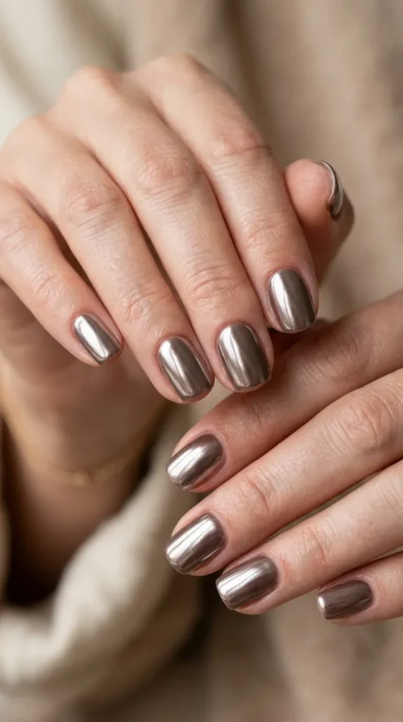 Taupe Chrome Nails