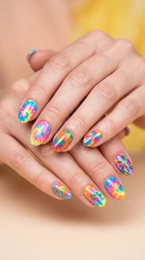 Tie dye summer nails