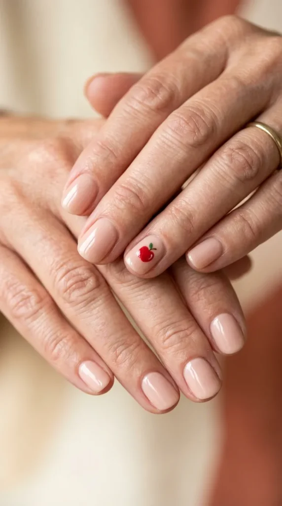 Tiny Apple Accent Nails