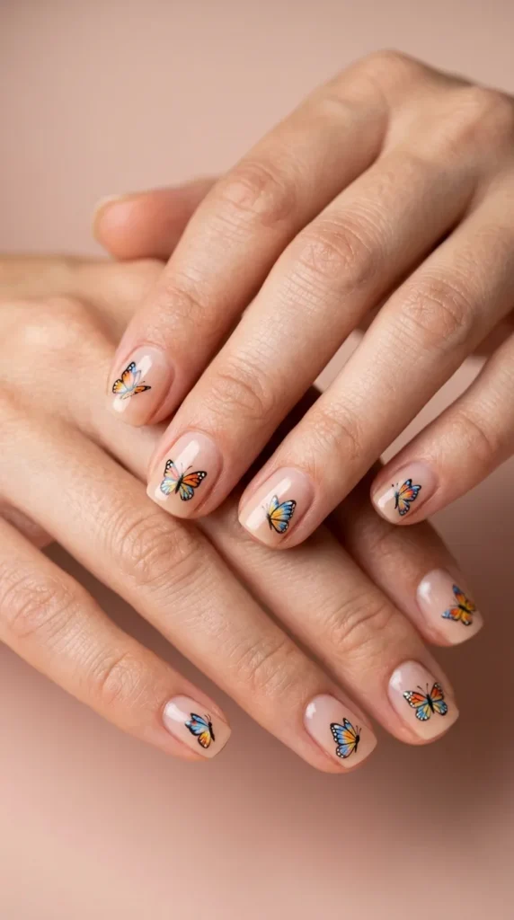 Tiny Butterfly Summer Nails