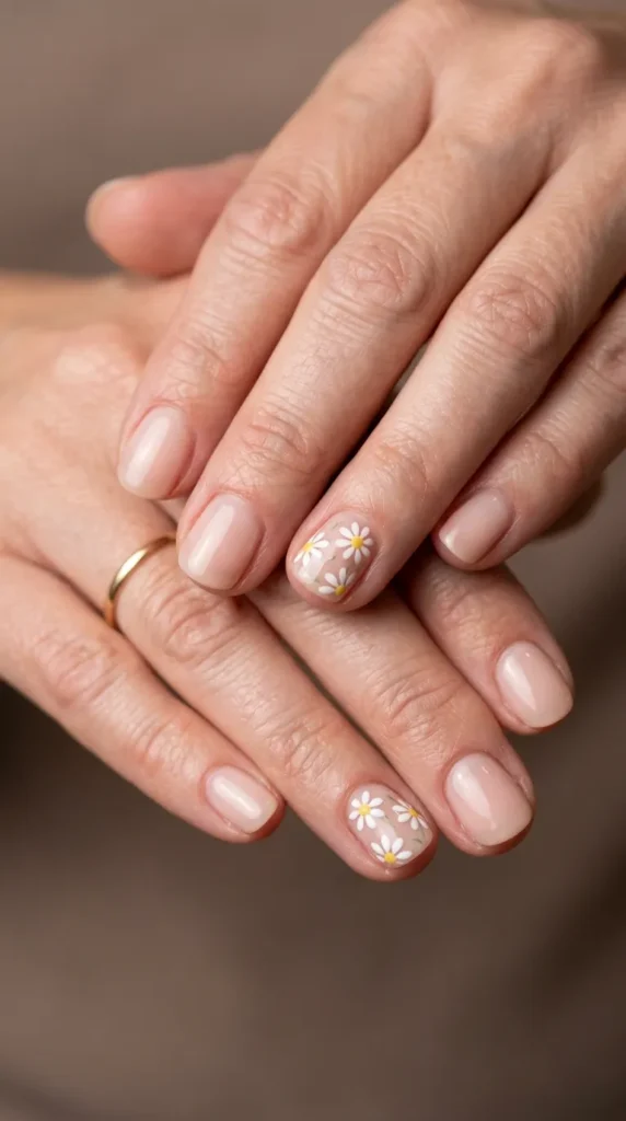 Tiny Daisy Accent Nails