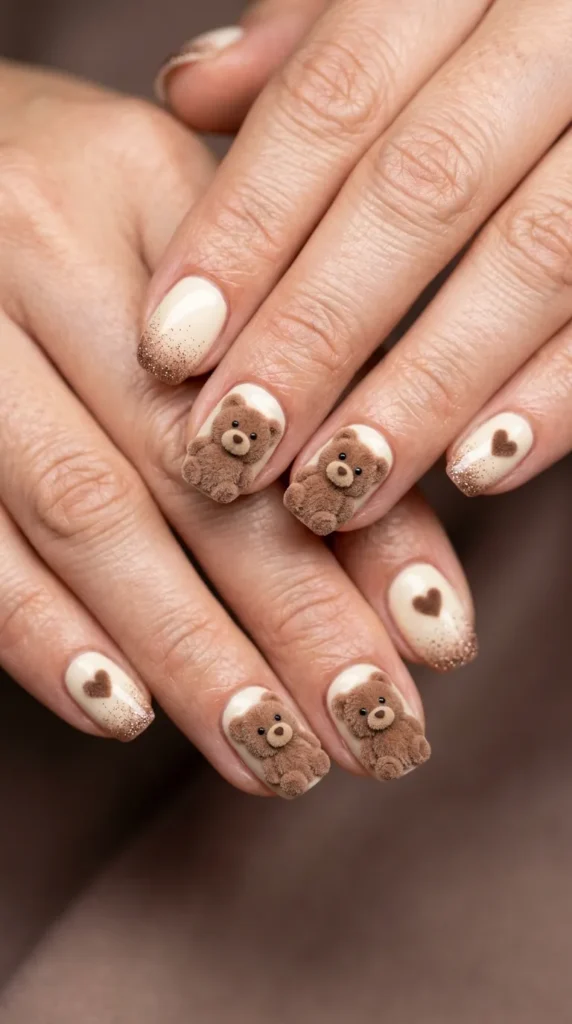 Tiny Teddy Bear Nails