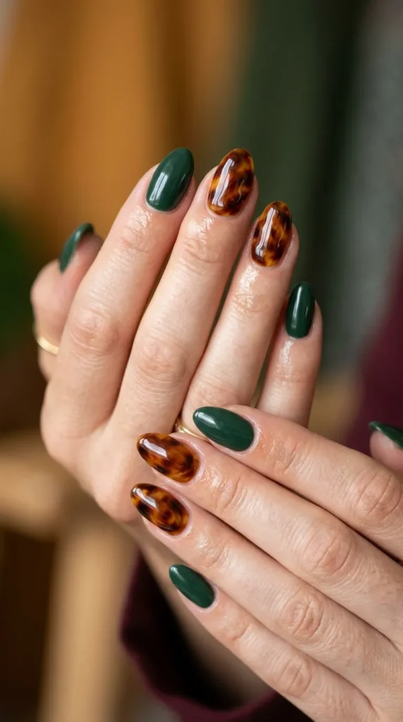 Tortoiseshell Accent Nails