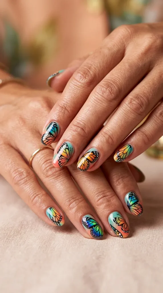 Tropical Butterfly Nail Art