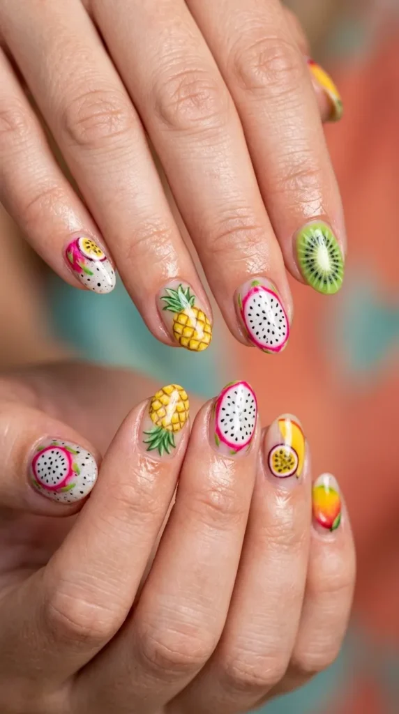Tropical Fruit Mix Nails