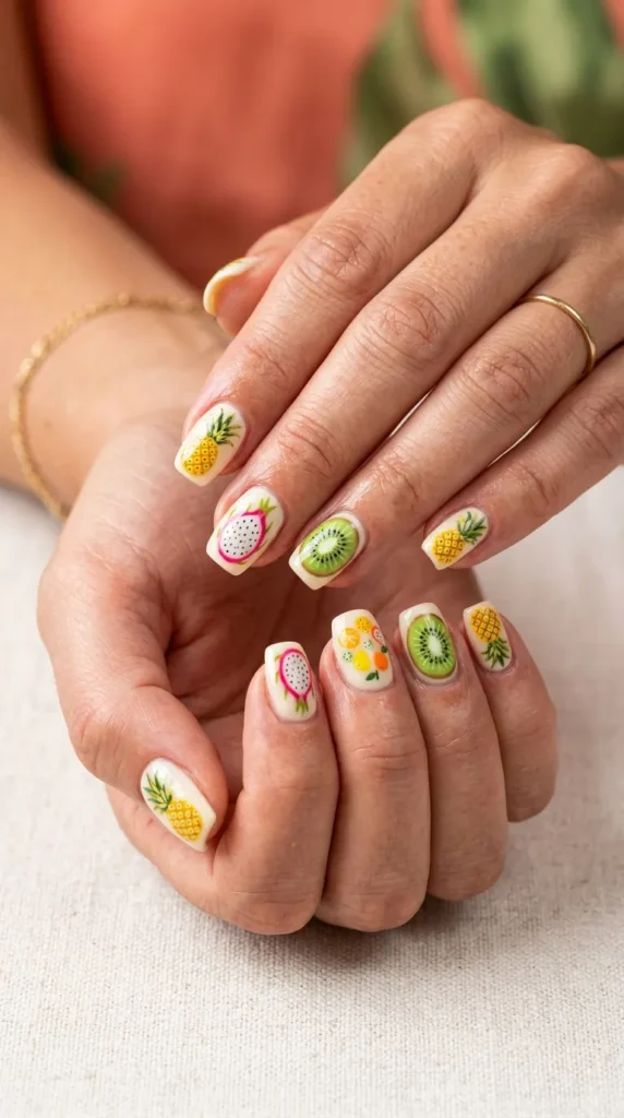 Tropical Fruit Nail Art