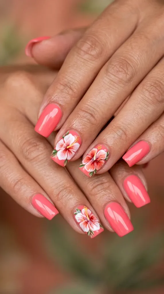 Tropical Hibiscus Square Tips