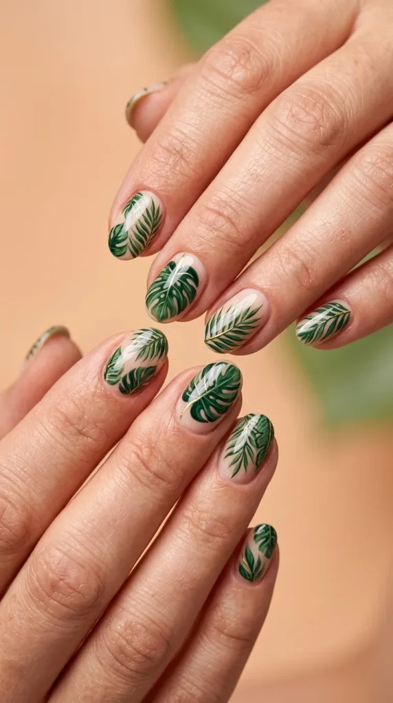 Tropical Leaf Nails