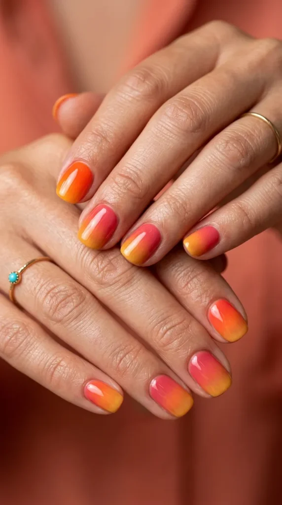Tropical Sunset Ombre Nails