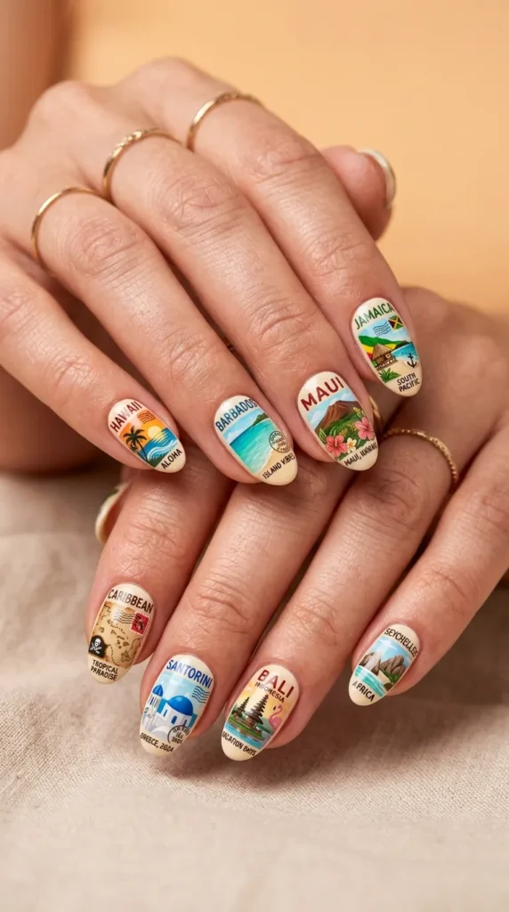 Vacation Postcard Nails