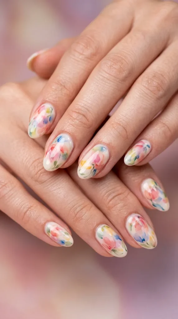 Watercolor Bloom Nails