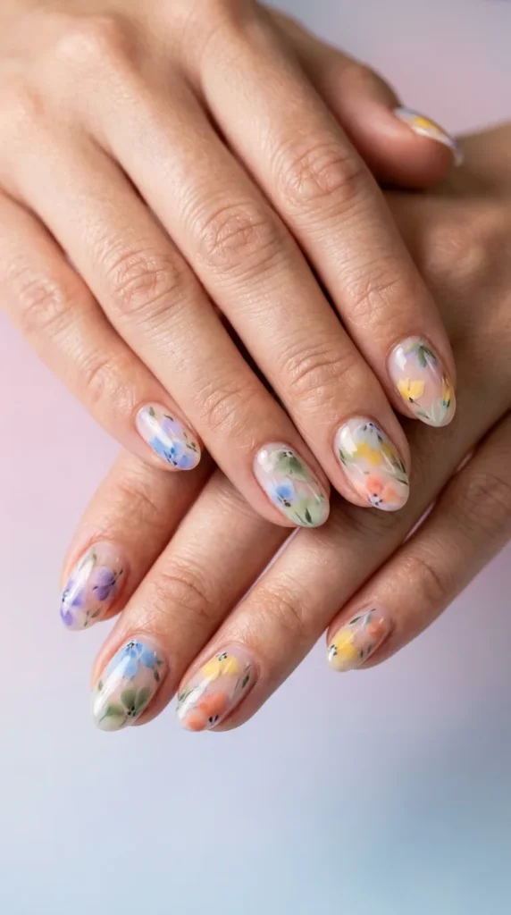 Watercolor Floral Abstract Nails