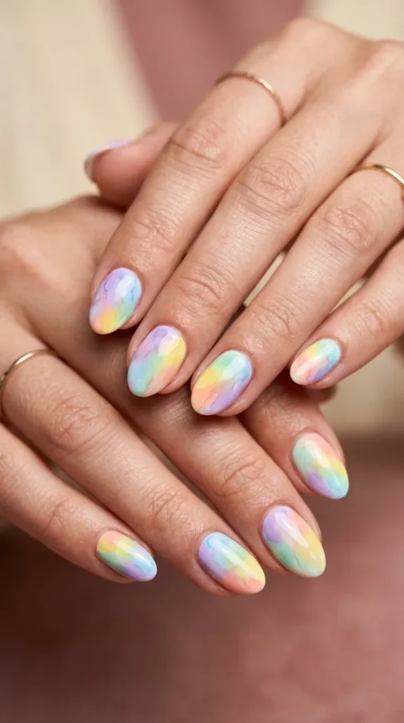 Watercolor Pastel Nails