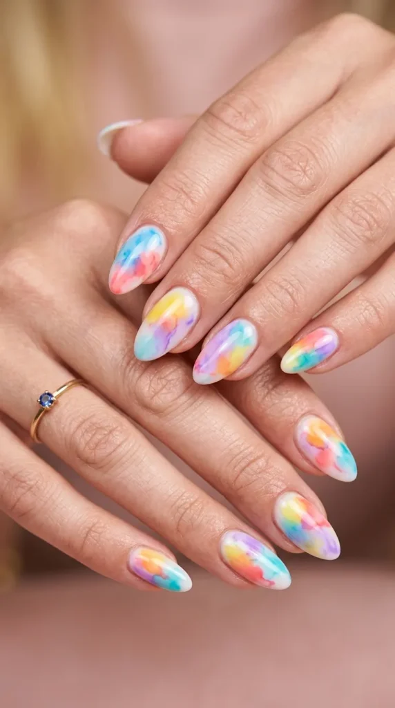 Watercolor Splash Nail Design