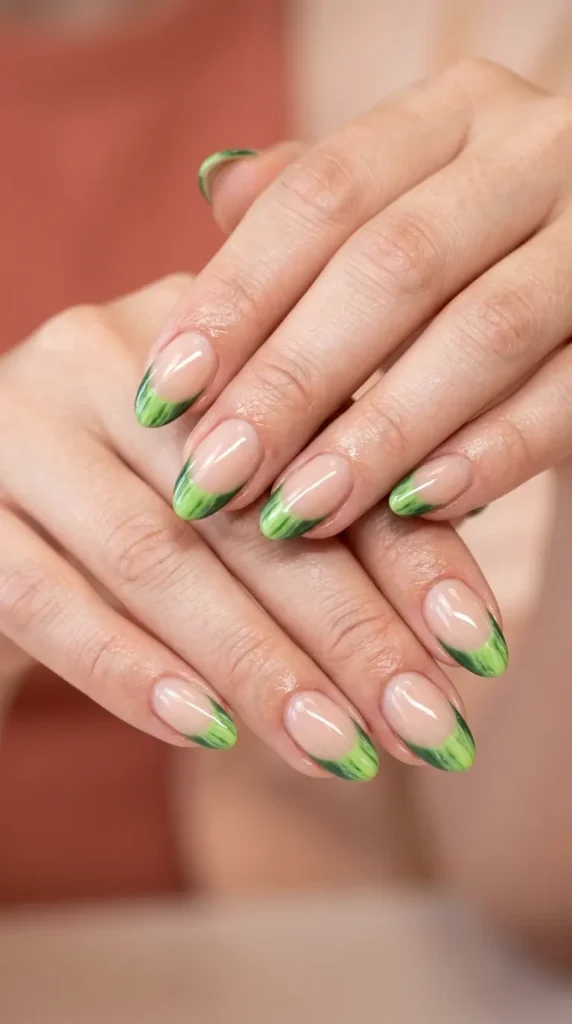 Watermelon Green French Tips
