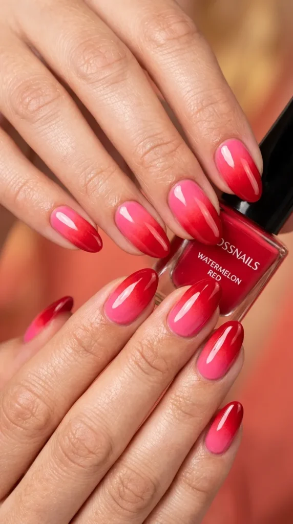 Watermelon pink to red juicy fade