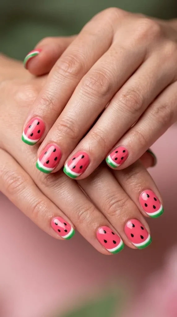 Watermelon Slice Nails