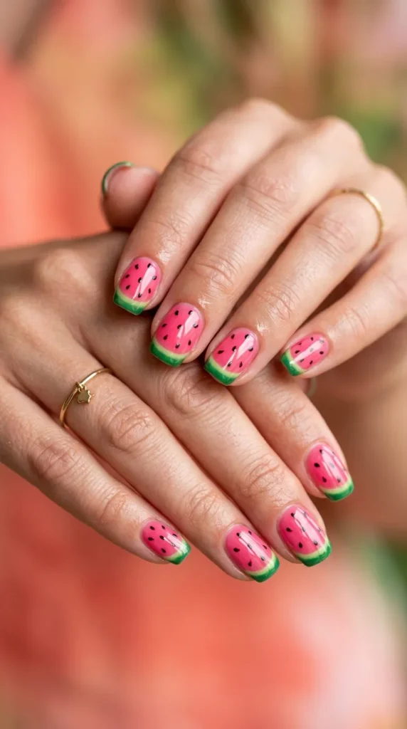 Watermelon summer nails
