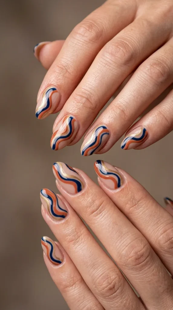 Wavy Line Nail Art
