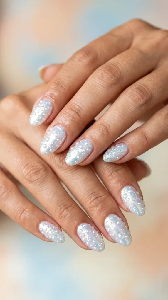 White Pearl Mermaid Nails