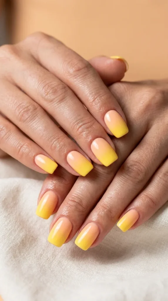 Yellow sunshine to soft peach fade