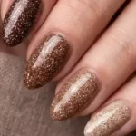 Brown Glitter Fall Nail Designs