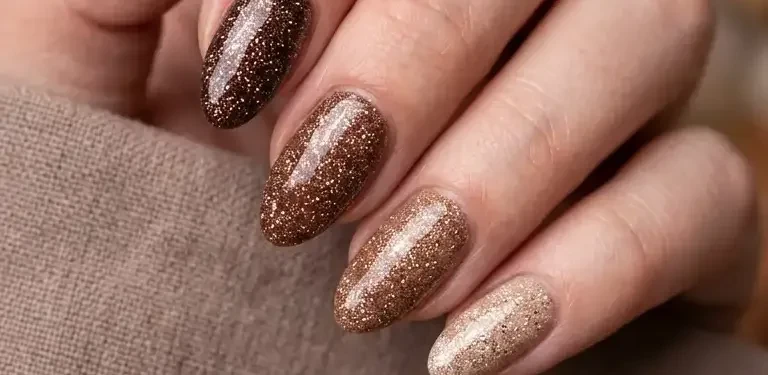 Brown Glitter Fall Nail Designs