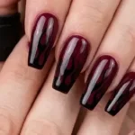Burgundy Fall Coffin Nail Designs
