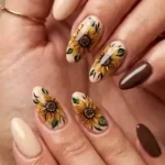 Fall Sunflower Nail Designs
