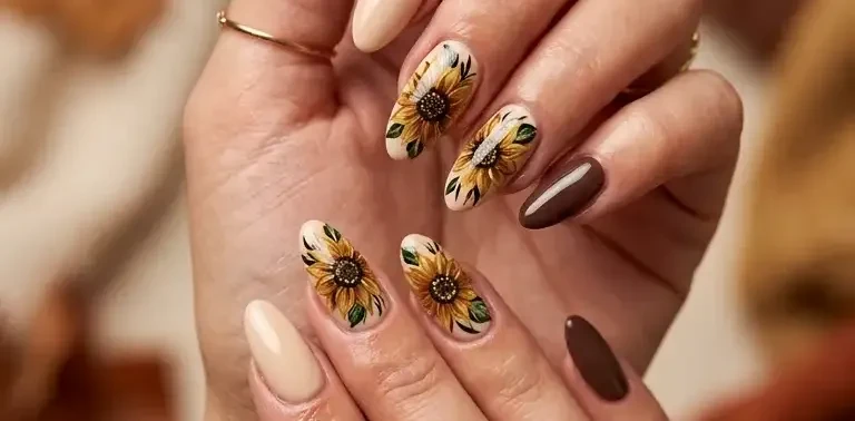 Fall Sunflower Nail Designs