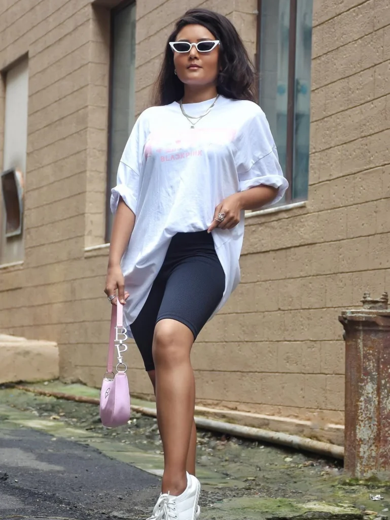 Oversized Graphic Tee with Biker Shorts