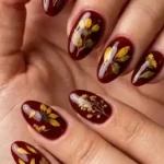 Red Fall Sunflower Nail Designs