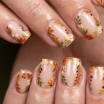 Square Floral Fall Nail Designs