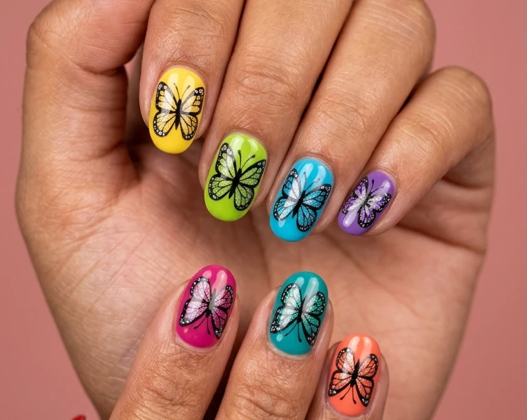 Summer Butterfly Nail Designs