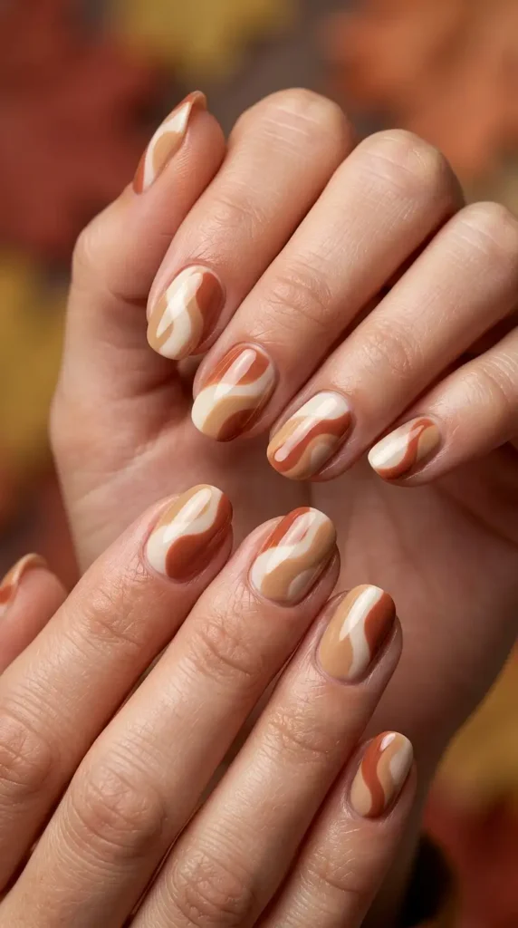 Abstract Autumn Waves Nails