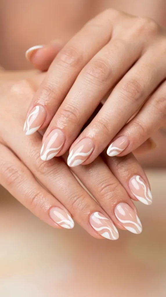 Abstract Swirl French Nails