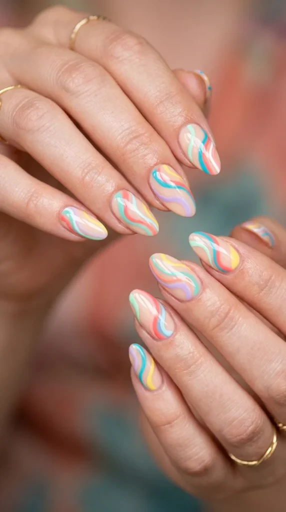 Abstract Swirl Summer Nail Designs
