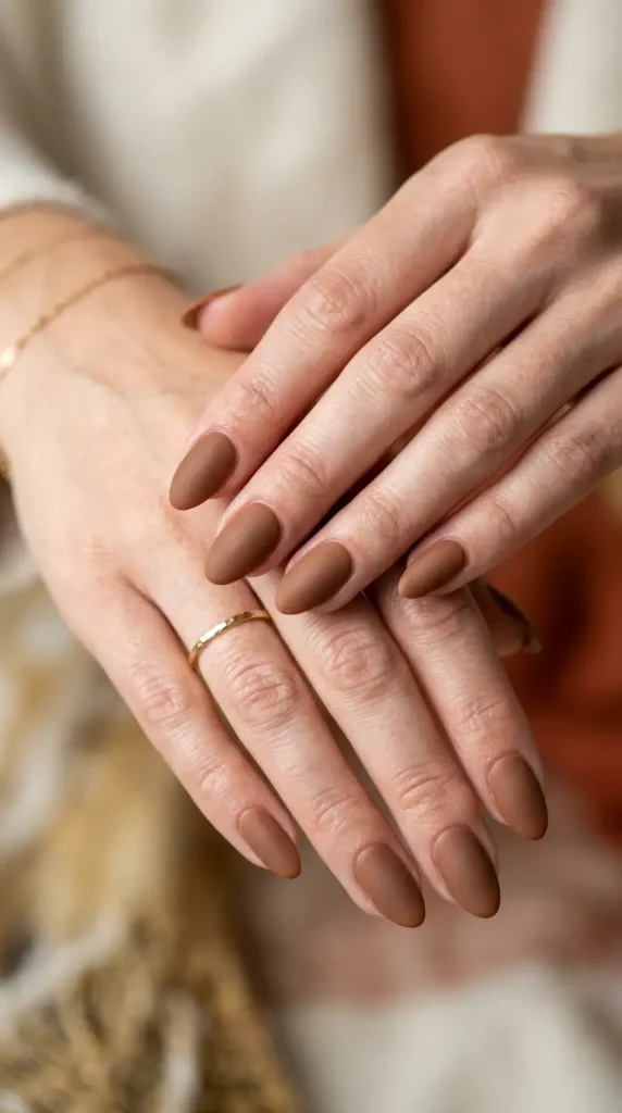 Acorn Brown Matte Nails