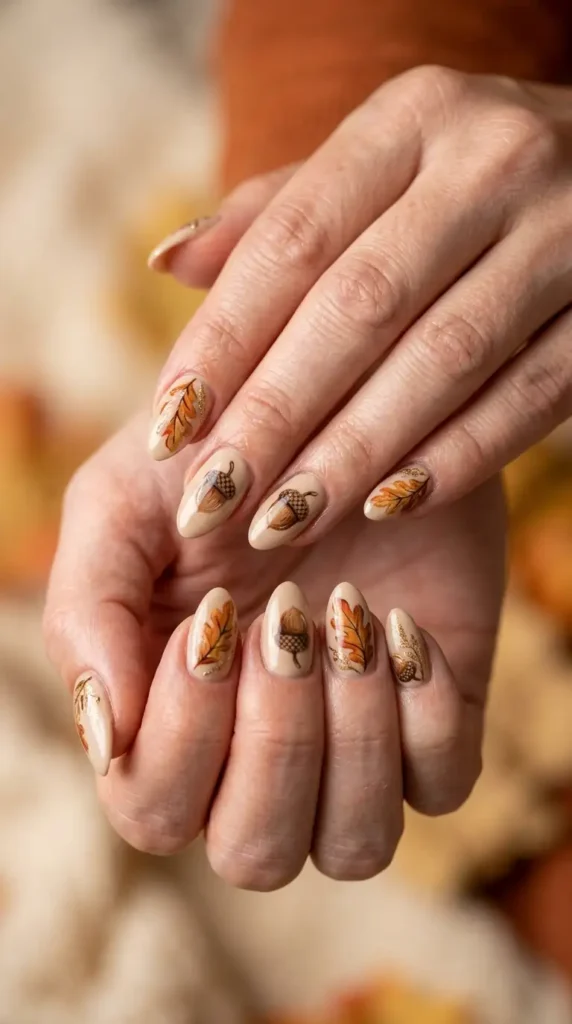 Acorn & Oak Leaf Nail Art