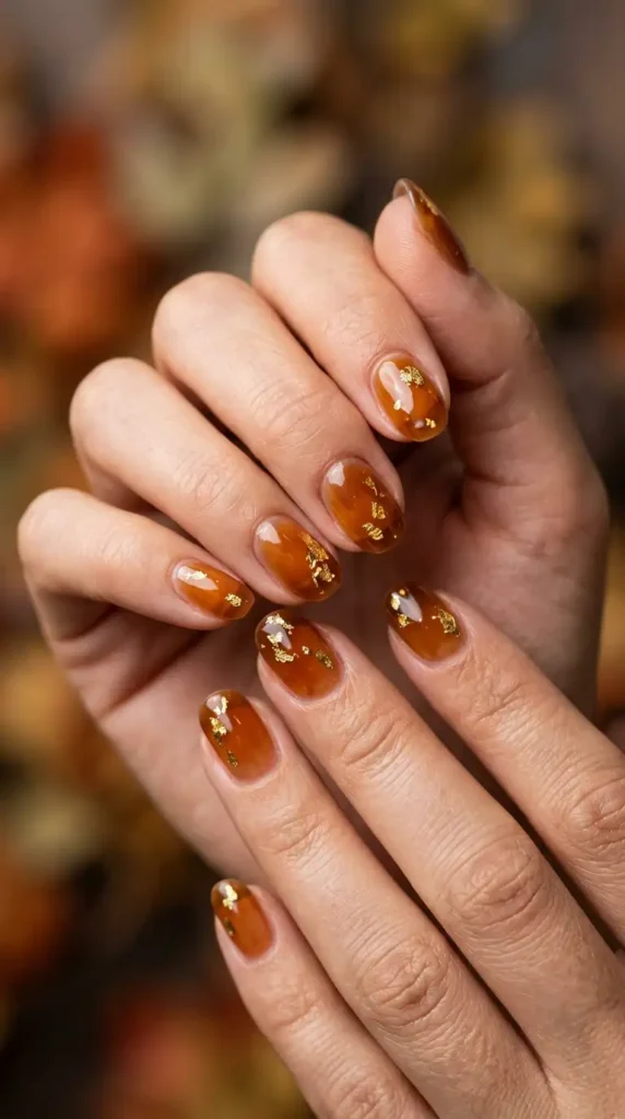 Amber Brown Jelly Nails