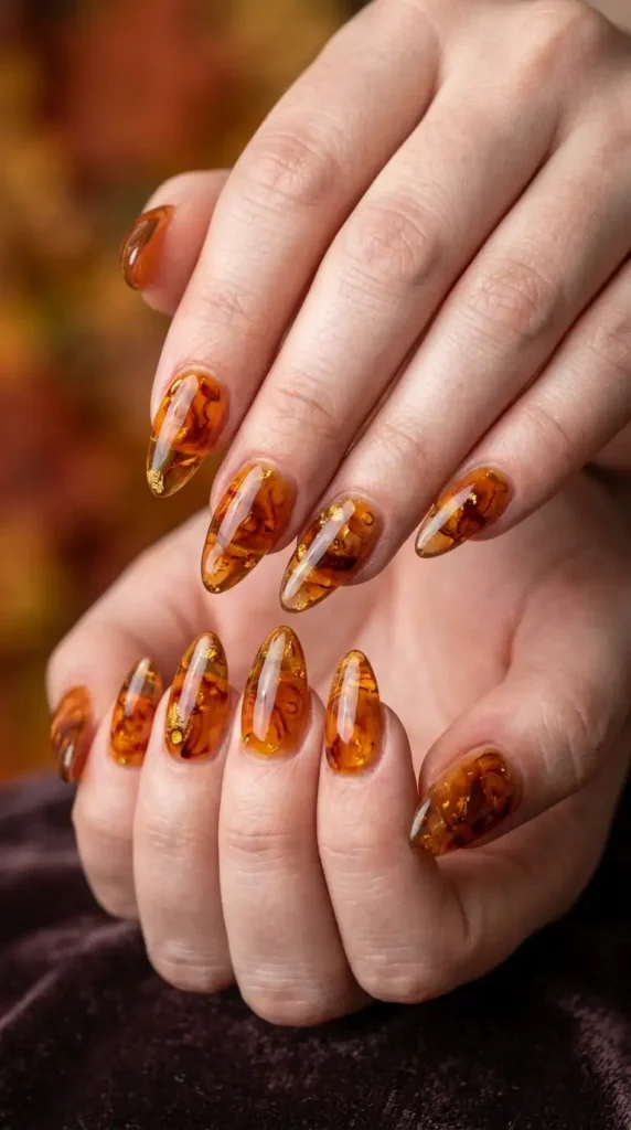 Amber Glass Effect Nails